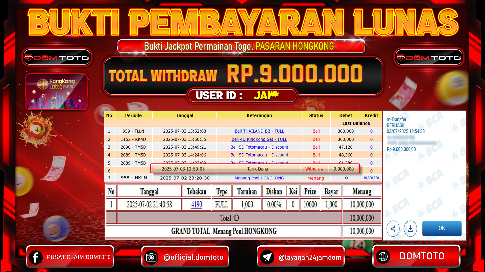 JACKPOT TOGEL PASARAN HONGKONG 02 JULI 2025